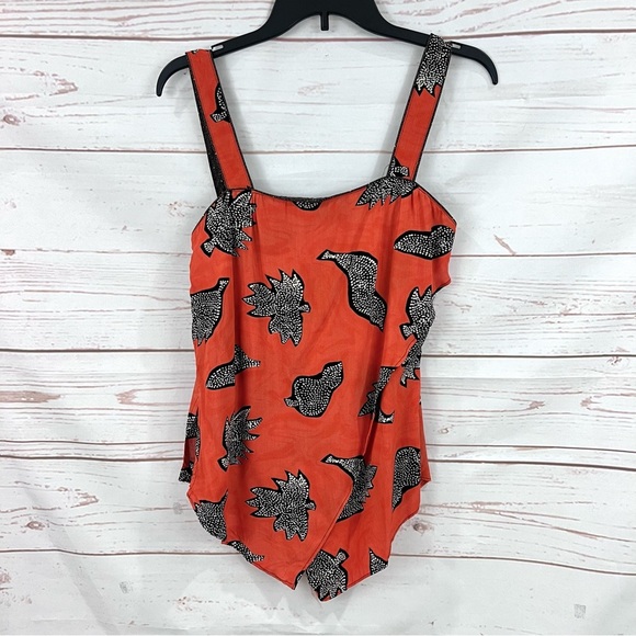 Vintage 90’s Cache Handkerchief Split Hem Flowy Boho Tribal Print Tank Top - Picture 3 of 8